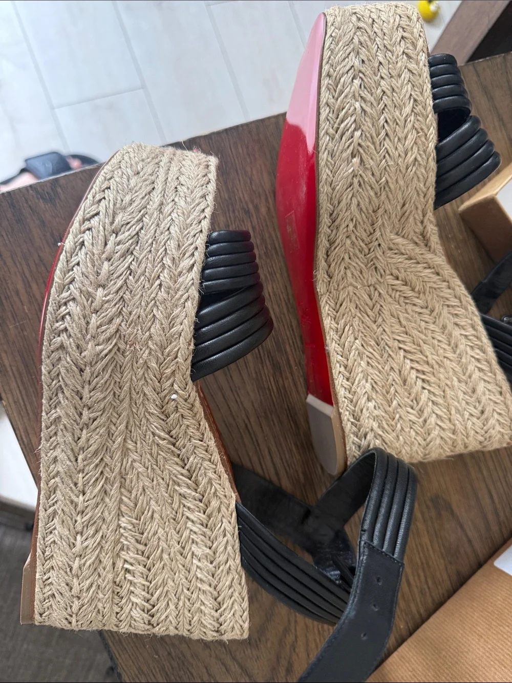 Christian Louboutin Black Leather Espadrille Wedge Sandals 39 MANOLA ZEPPA 90